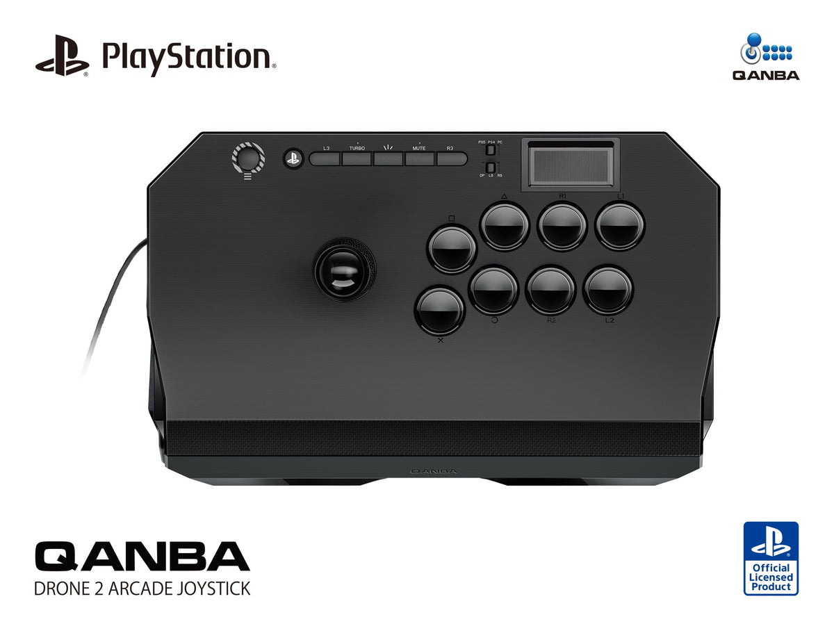 Qanba PlayStation 5 / PlayStation 4 / PC Arcade Joystick, 8 30mm Buttons, Touchpad, Headphone Jack, Black