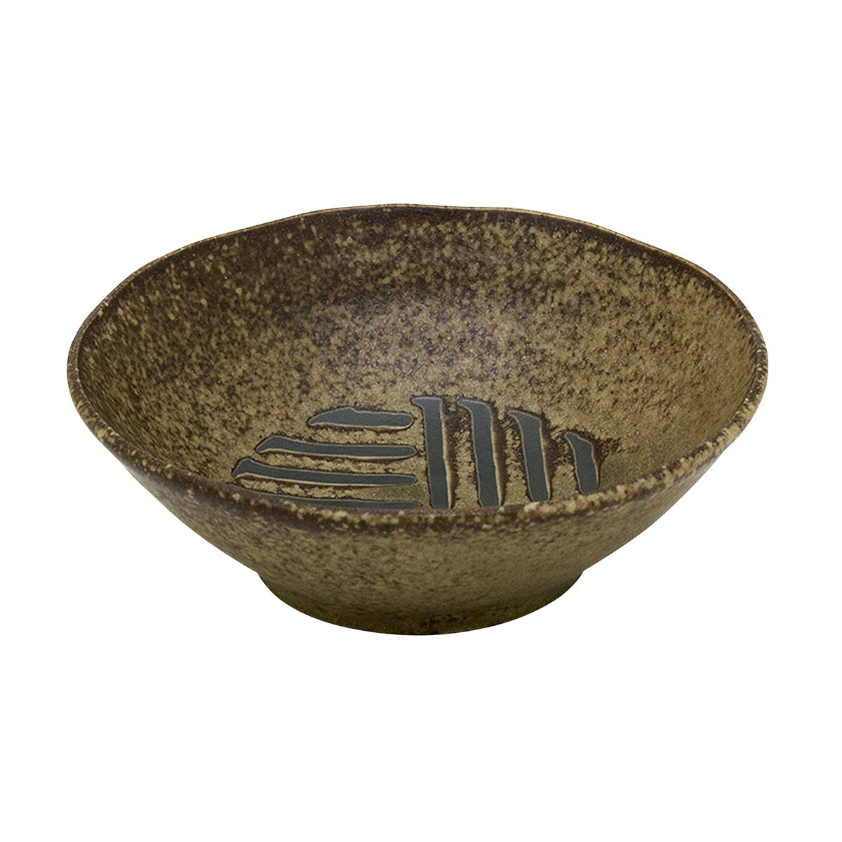 Mino Ware 6830-11 Small Plate, Small Bowl, Approx. 4.3 inches (11 cm), Microwave, Dishwasher Safe, Banded Mortar, Brown, Made in Japan