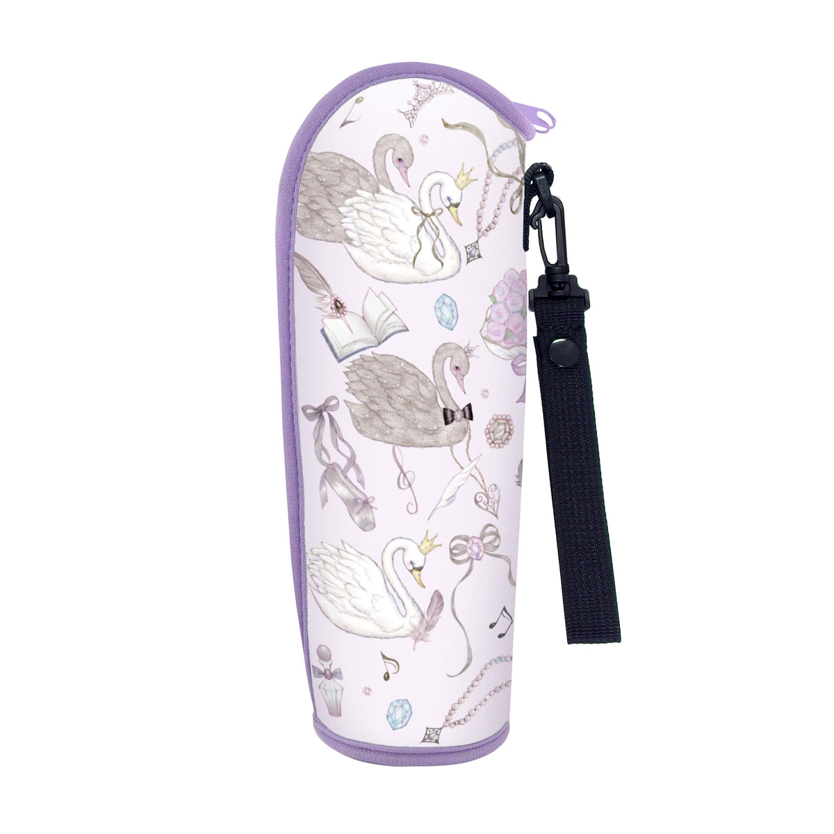Takeimiki 233-103 Soft Bottle Case, Swan and Black Swan, Cute Purple