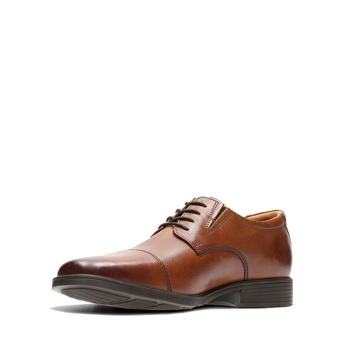 Clarks Men's Tilden Cap Oxford Flat, Dark Tan Lea, 9.5 UK