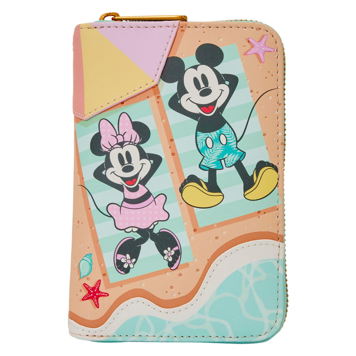 Loungefly Disney: Mickey and Minnie - Beach Fun - Zip Around Wallet with 4 Card Slots - Great for Kids & Adults - Collectible Wallets