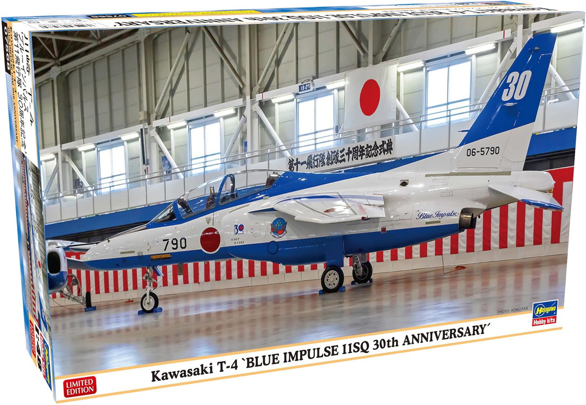 Hasegawa 607568-1/48 Kawasaki T-4 Blue Impulse 11SQ 30th Anniversary - 1:48 Scale