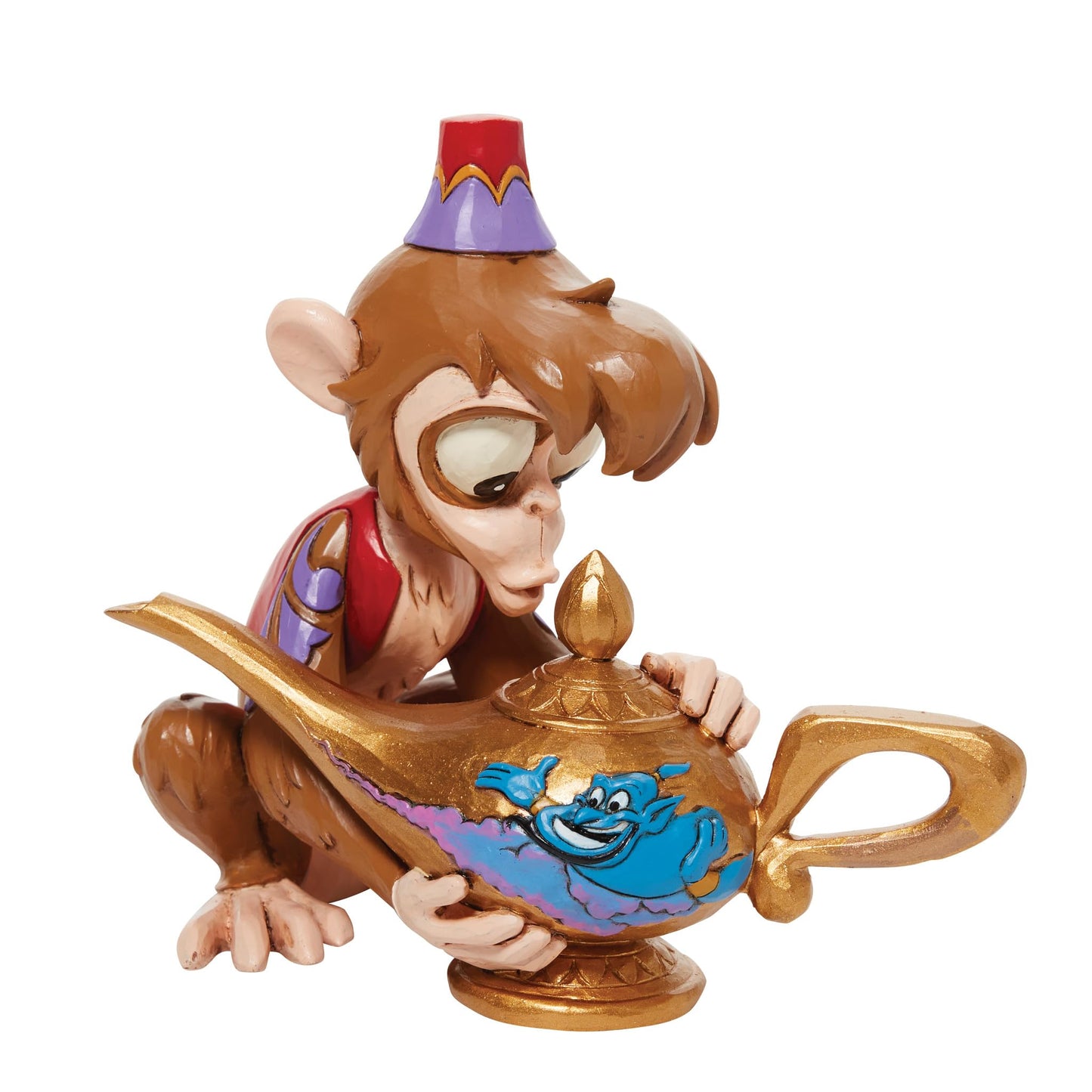 Enesco Disney Traditions by Jim Shore Aladdin Abu Holding The Genie Lamp Figurine, 4.5 Inch, Multicolor