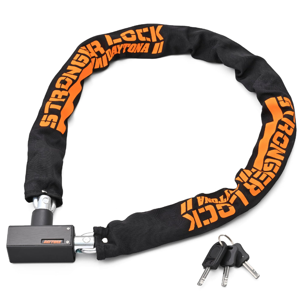 Daytona 48434 Motorcycle Chain Lock, 0.3 inch (8 mm) Steel Alloy Key with LED Light, Stronger Chain Lock, Key Type, 3.2 ft (1.0 m)