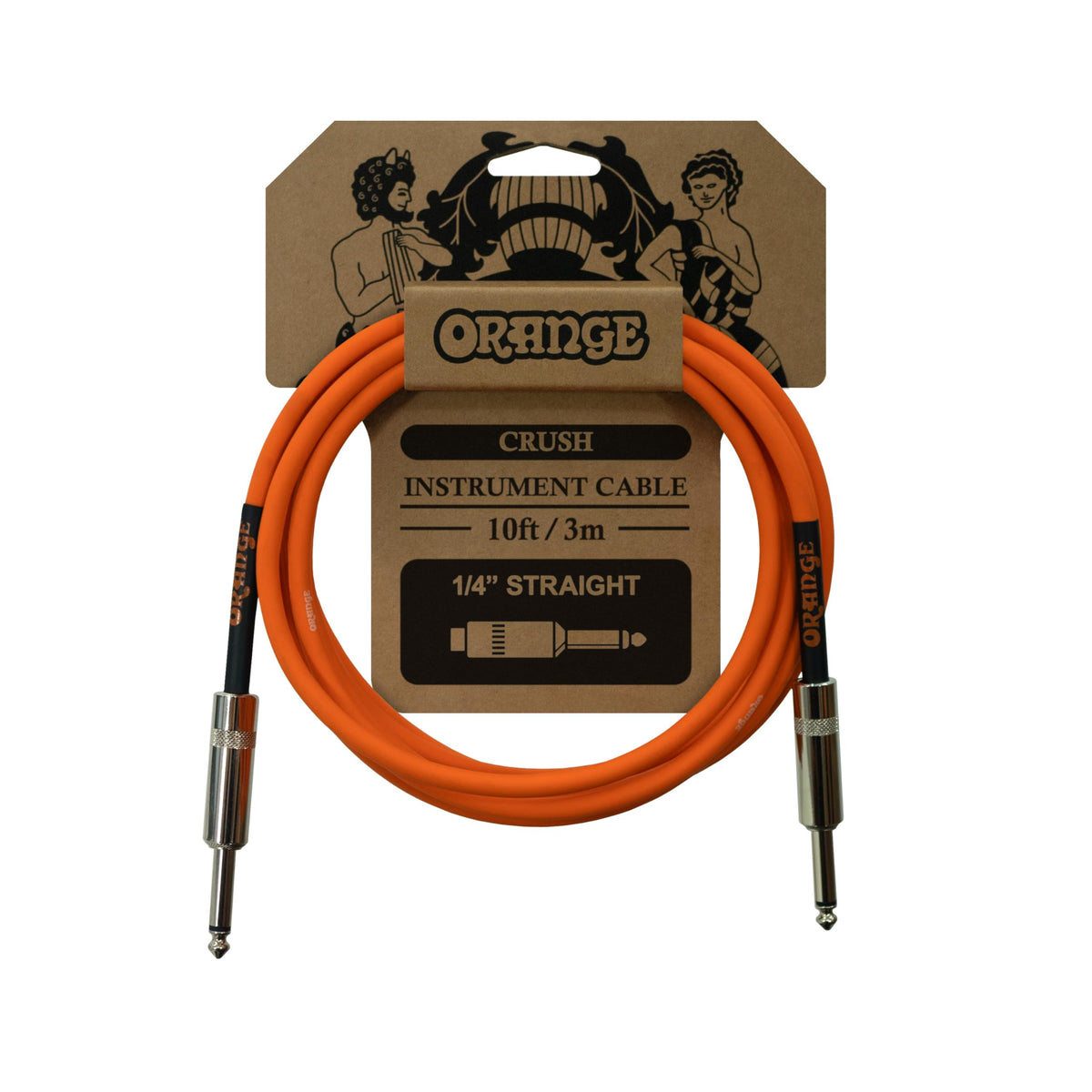 Orange Crush 10' Instrument Cable with Straight to Connector,