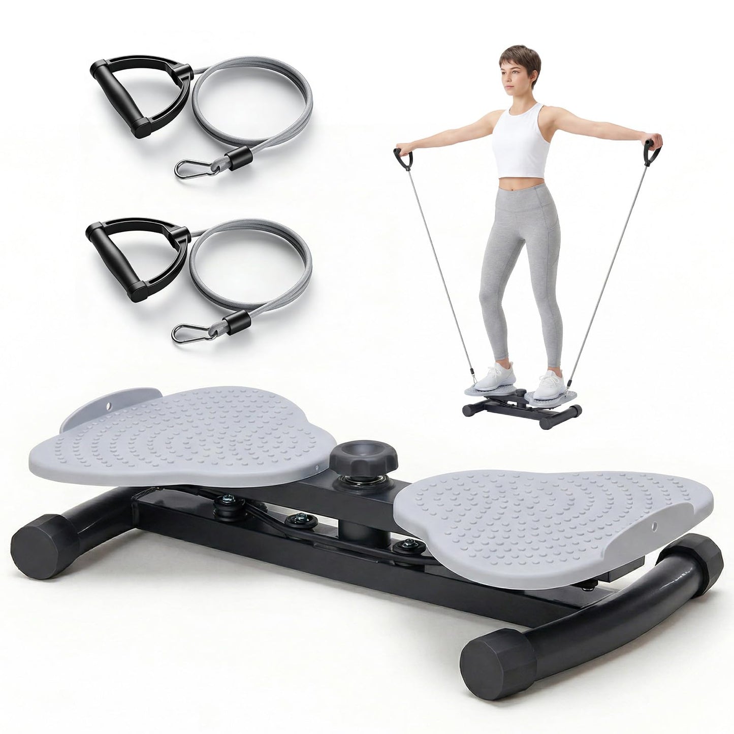 DUMOS Ab Waist Twister Machine Exercise, Twister Board with 300 lbs Capacity, Quiet Home Gym Equipment for Core & Belly Fat Workout, Non-Slip Fitness Tool with Resistance Band for Women & Men