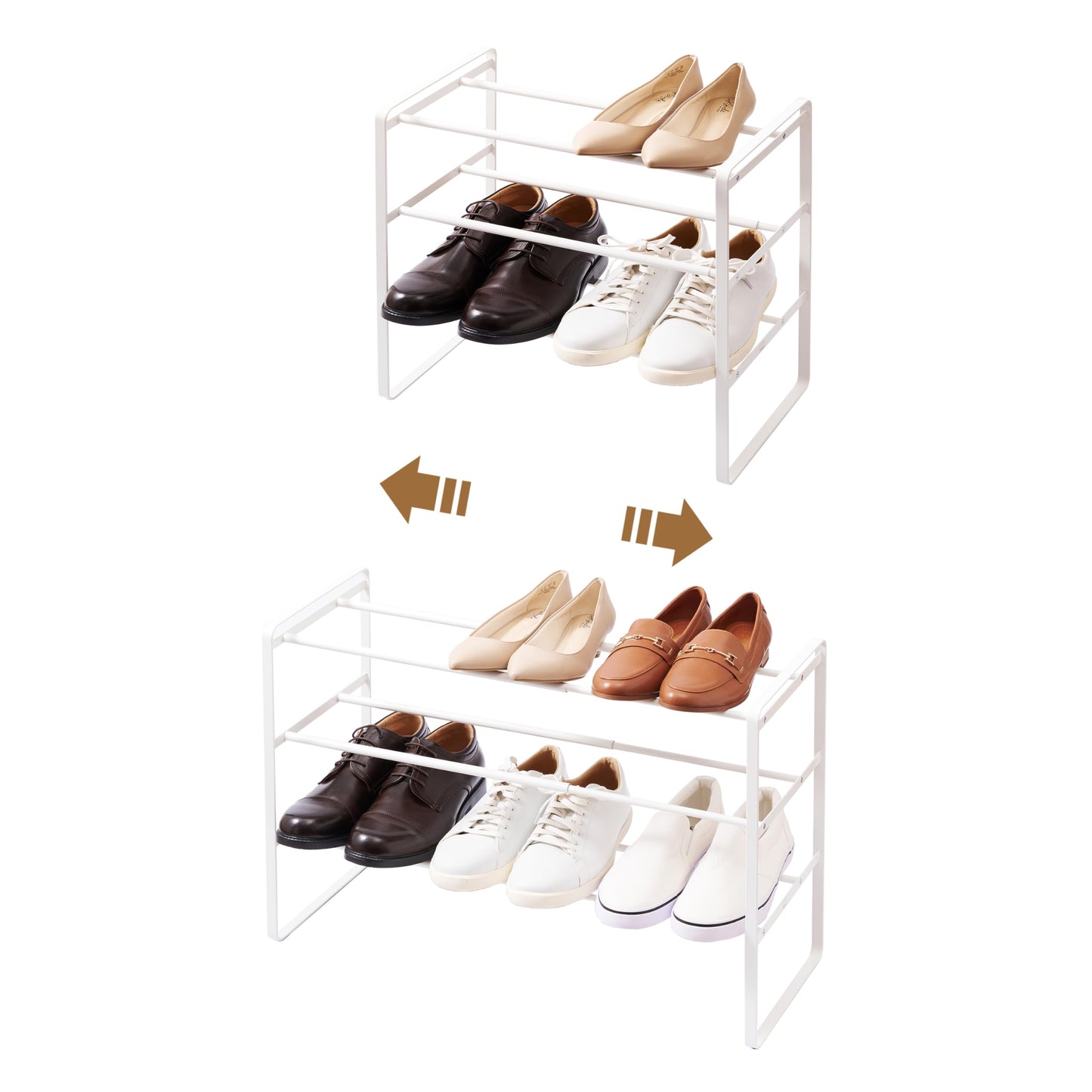 YAMAZAKI Home Frame Expandable Shoe Rack –Stackable Metal Shoe Organizer for Closets & Small Spaces, 18" - Steel -