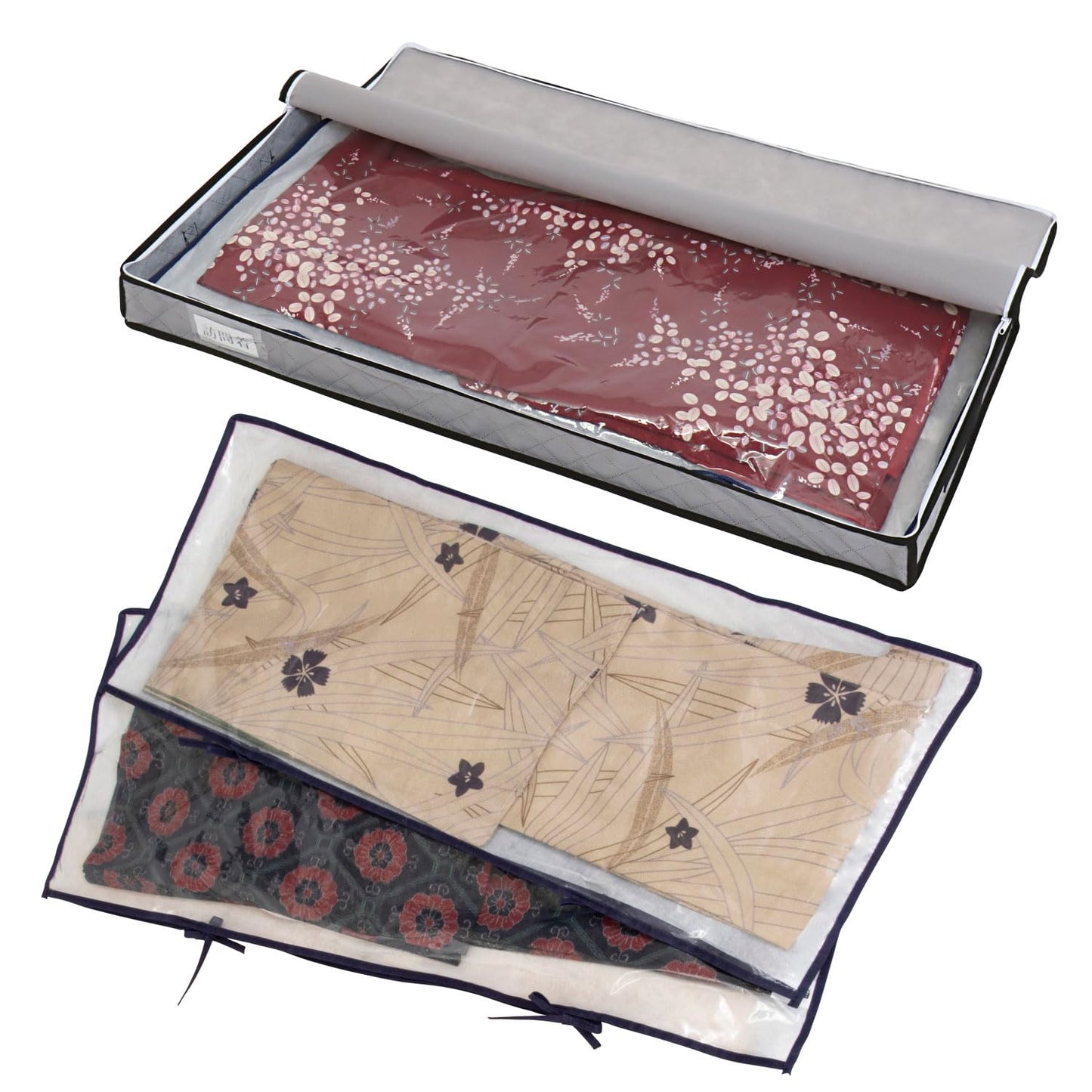 Astro 171-83 Activated Carbon Deodorizer, Slim Kimono Storage Case & 3 Storage Bags, Yukata Storage Bag, Deodorizing with Activated Carbon, Breathable Non-Woven Fabrics, Transparent, Clear and Visible