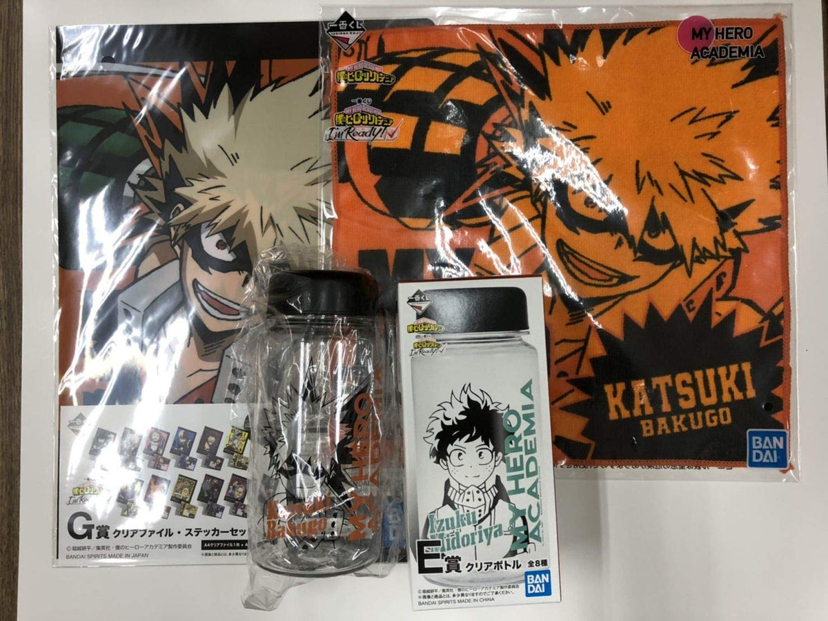 Ichiban Kuji My Hero Academia I'm Ready E Award Katsumi Bakugo Clear Bottle F Prize Hand Towel G Award Clear File Set