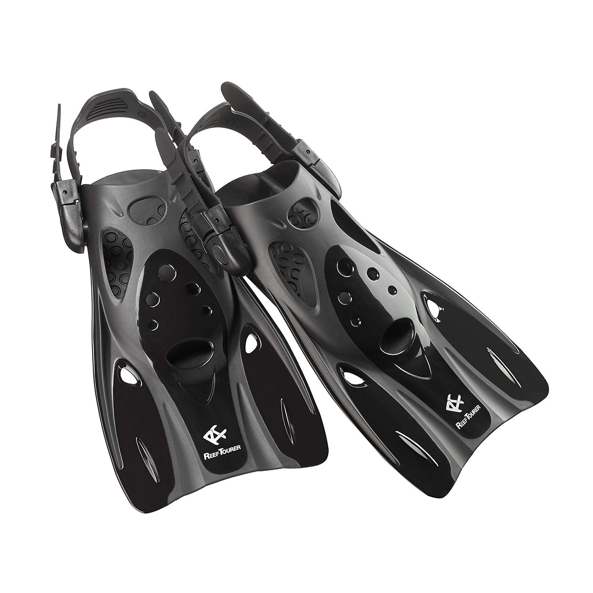 Reef Tourer RF0106 Snorkeling Fins, Strap Fins, Black, Size L