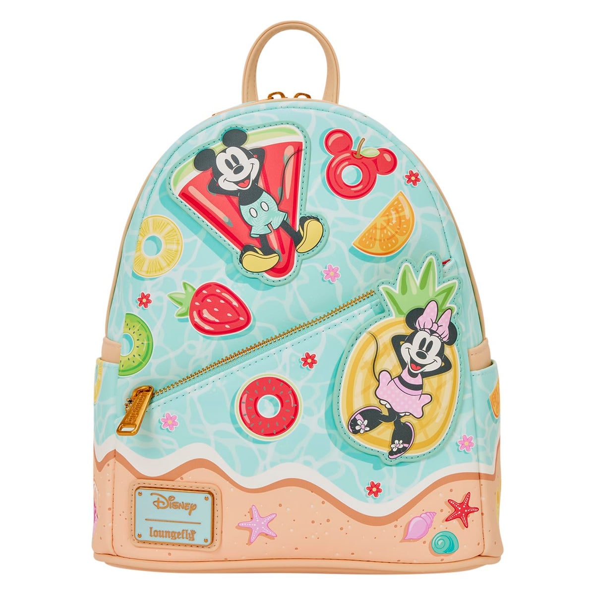Loungefly Disney: Mickey and Minnie - Adjustable Shoulder Straps - Beach Fun Mini Backpack - Great for Kids & Adults - Collectible Bags