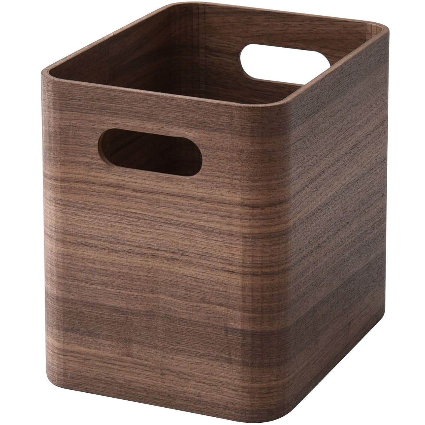 Yamazen TSB-1H (BR) Storage Box, Width 7.5 x Depth 10.2 x Height 9.4 inches (19 x 26 x 24 cm), Walnut Wood, Stacking, Handle Included, Finished Product, Brown