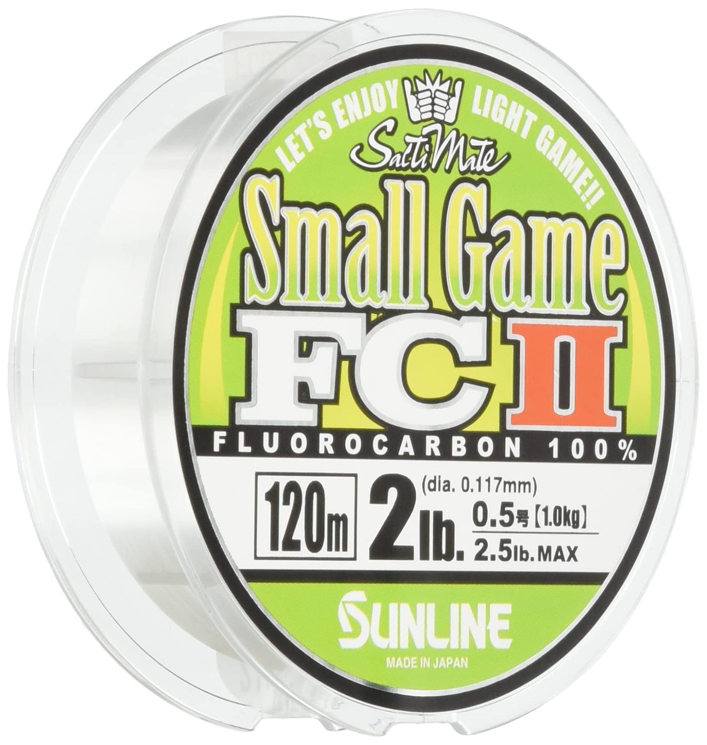 SUNLINE Fluorocarbon Line, Saltimate, Small Game FC II, 47.2 ft (120 m), No. 0.5, 2 lbs, Natural Clear