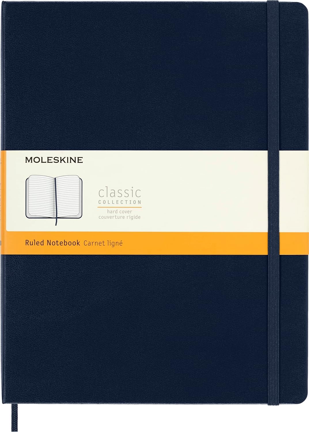 Moleskine Classic Notebook, Hard Cover, XL (7.5" x 9.5") Ruled/Lined, Sapphire Blue, 192 Pages