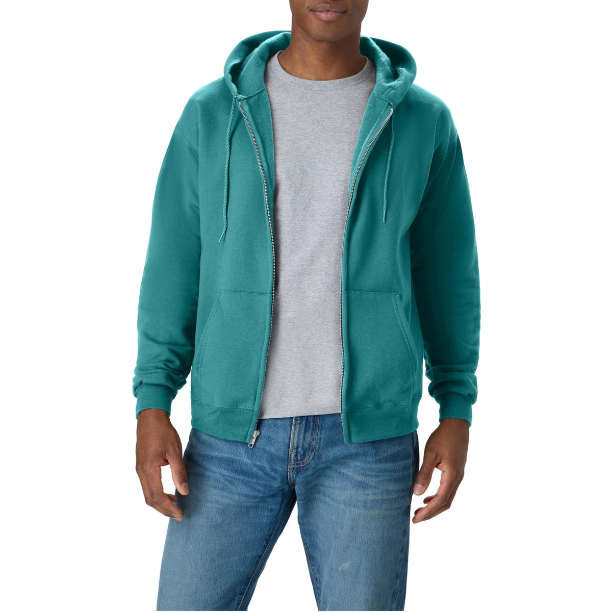 Hanes, EcoSmart Fleece Full-Zip Hoodie for Men, Hooded Sweatshirt, SPANISH MOSS, X LARGE