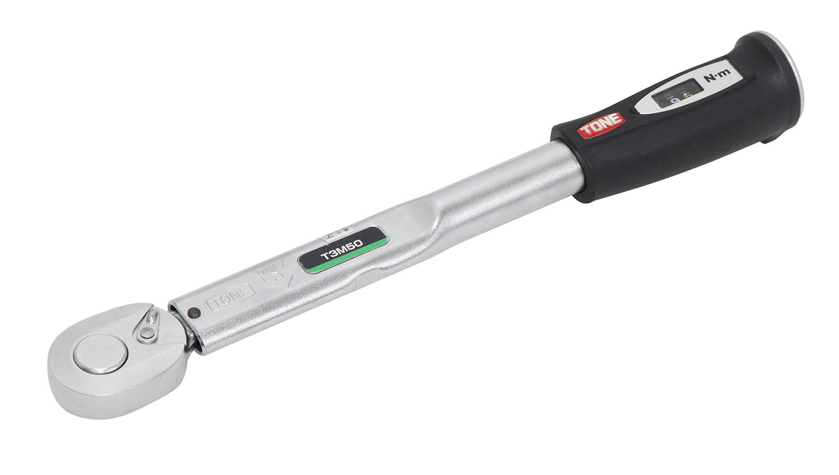 Tone T3M50 Preset Torque Wrench (Memory Set Type), 0.3 inch (9.5 mm) Drive Angle (3/8 mm), Black, 50 Nm