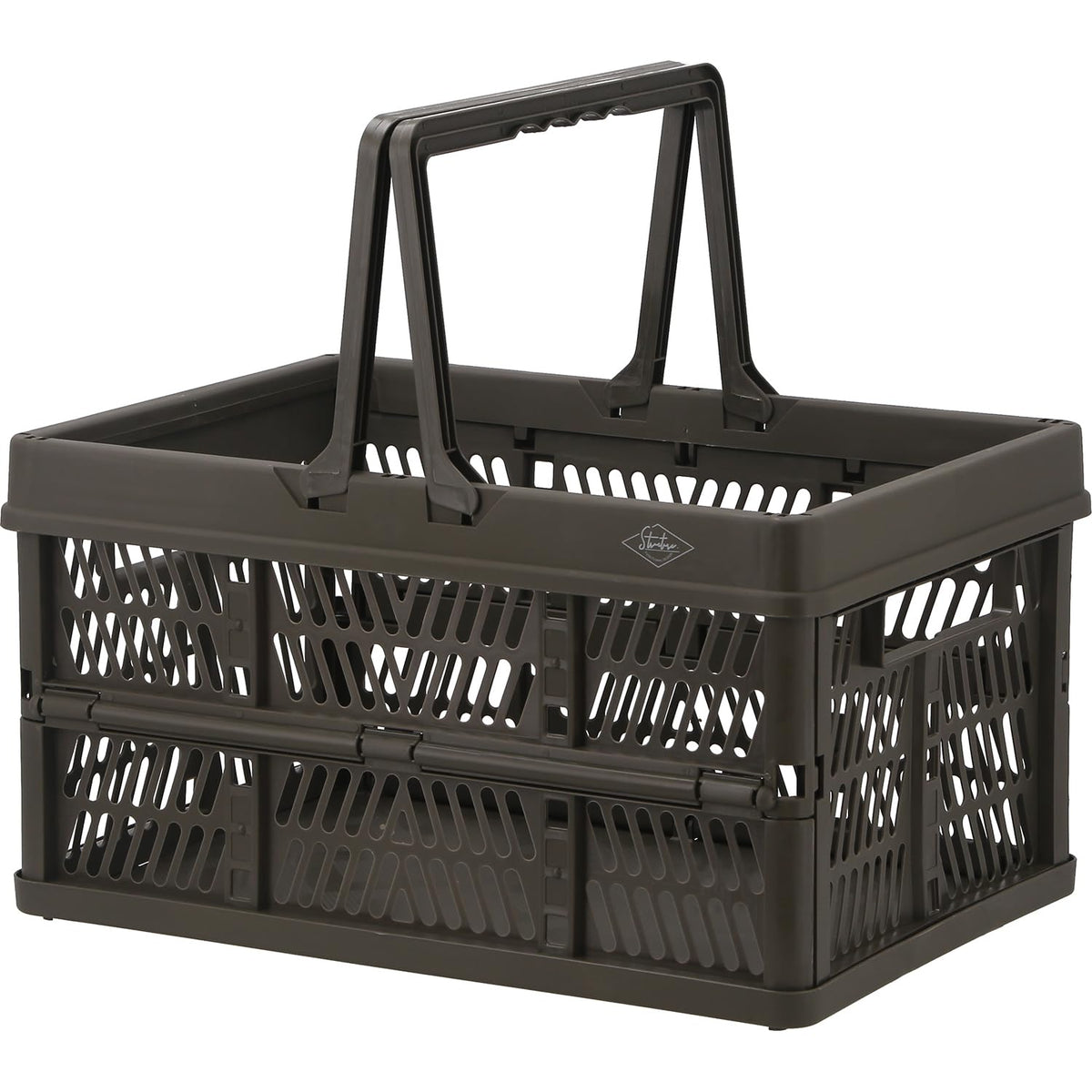 Fujiboeki 86449 Folding Container Basket (W x D x H): 17.7 x 12.4 x 9.8 inches (45 x 31.5 x 25 cm), Khaki with Handle, Easy to Carry, Contents: 7.6 gal (26 L), Large