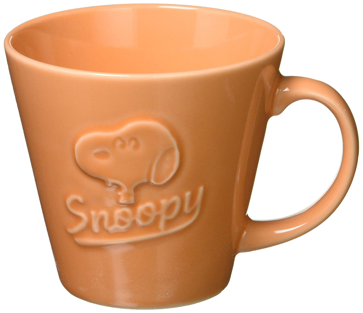Yamaka Shoten Peanuts SN901-11 Mug, Approx. 11.8 fl oz (340 ml), Relief, Orange