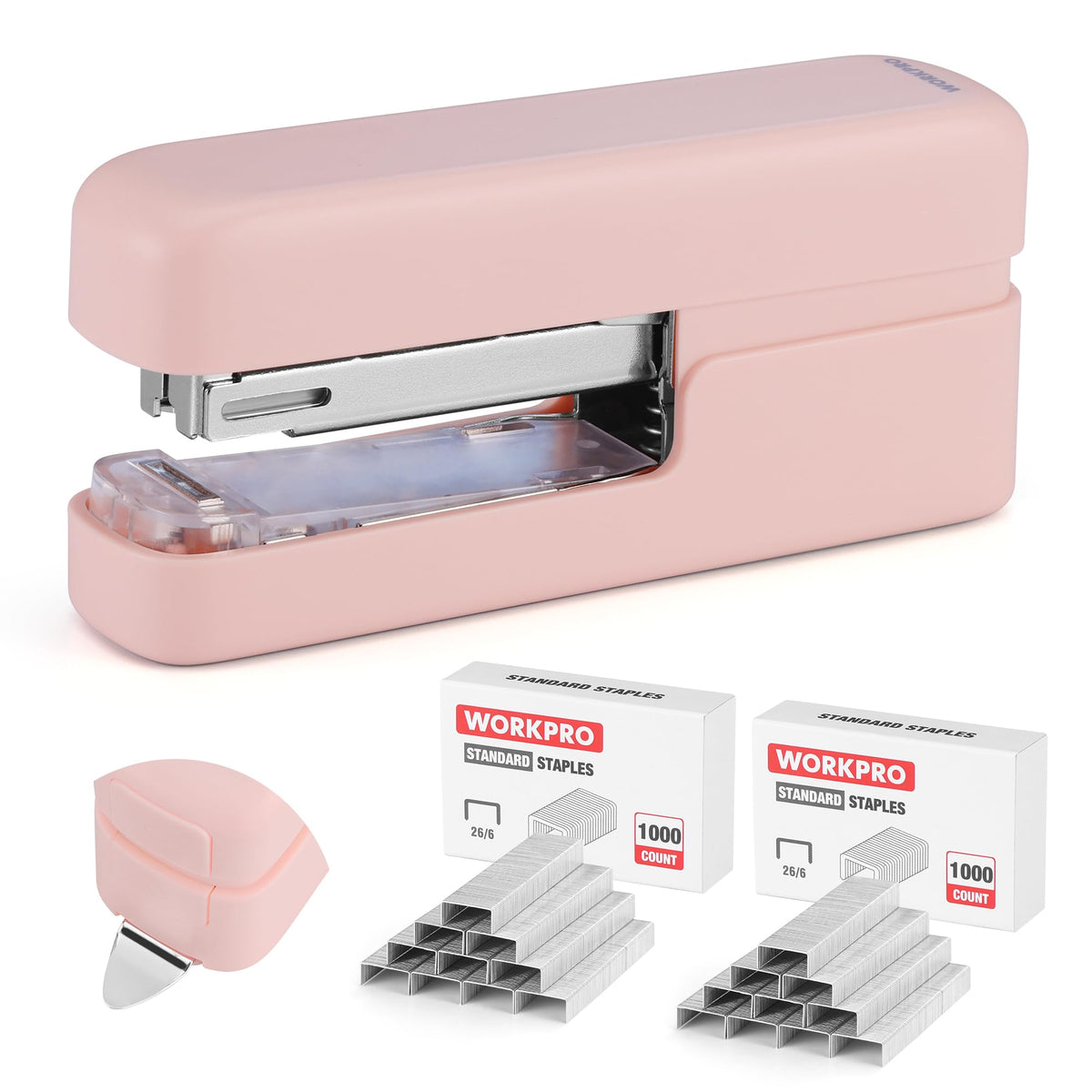 WORKPRO 2-in-1 Stapler with Staples, Pink Stapler with Staple Remover