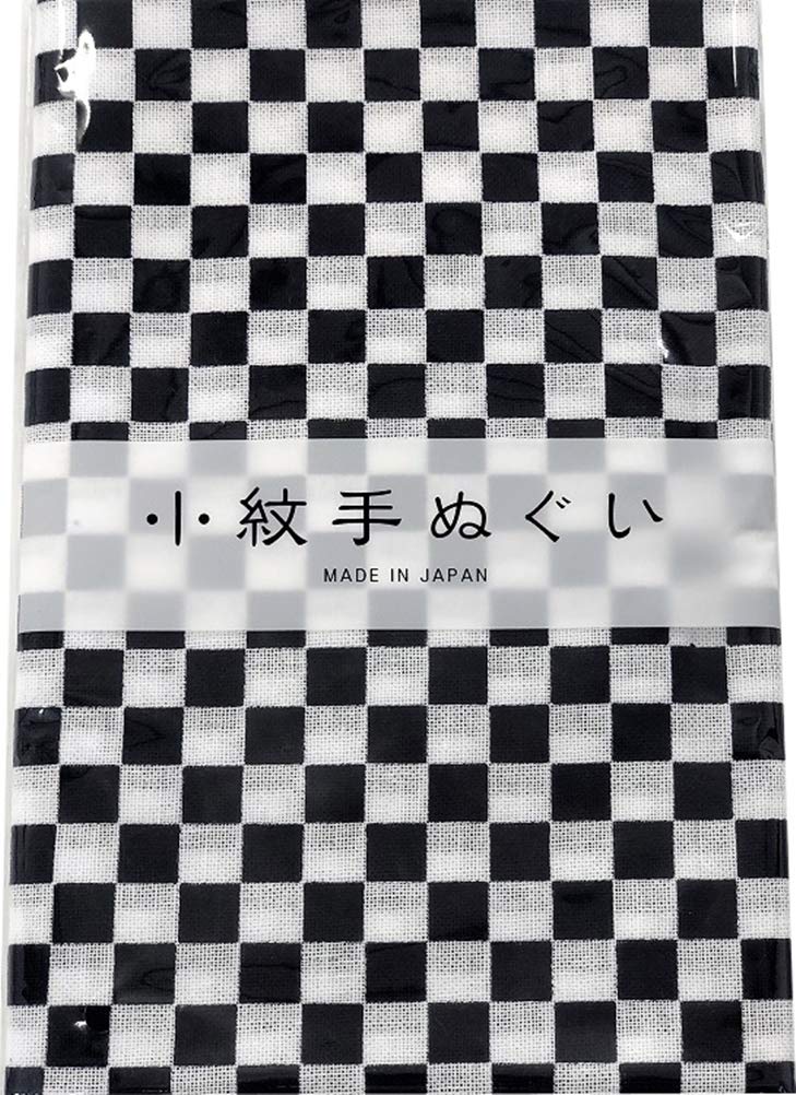 Miyamoto 33466 Tenugui Small Crest, Japanese Pattern, Immeru Plum, 13.0 x 35.4 inches (33 x 90 cm), Checkered (Navy)