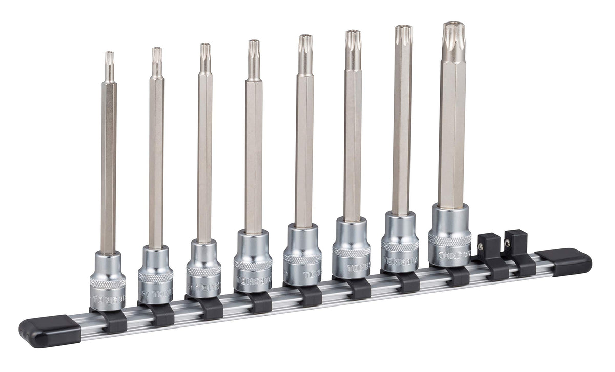 TONE 3/8" Drive Security Torx Bit 8 Piece Socket Set with Holder HTX308HL