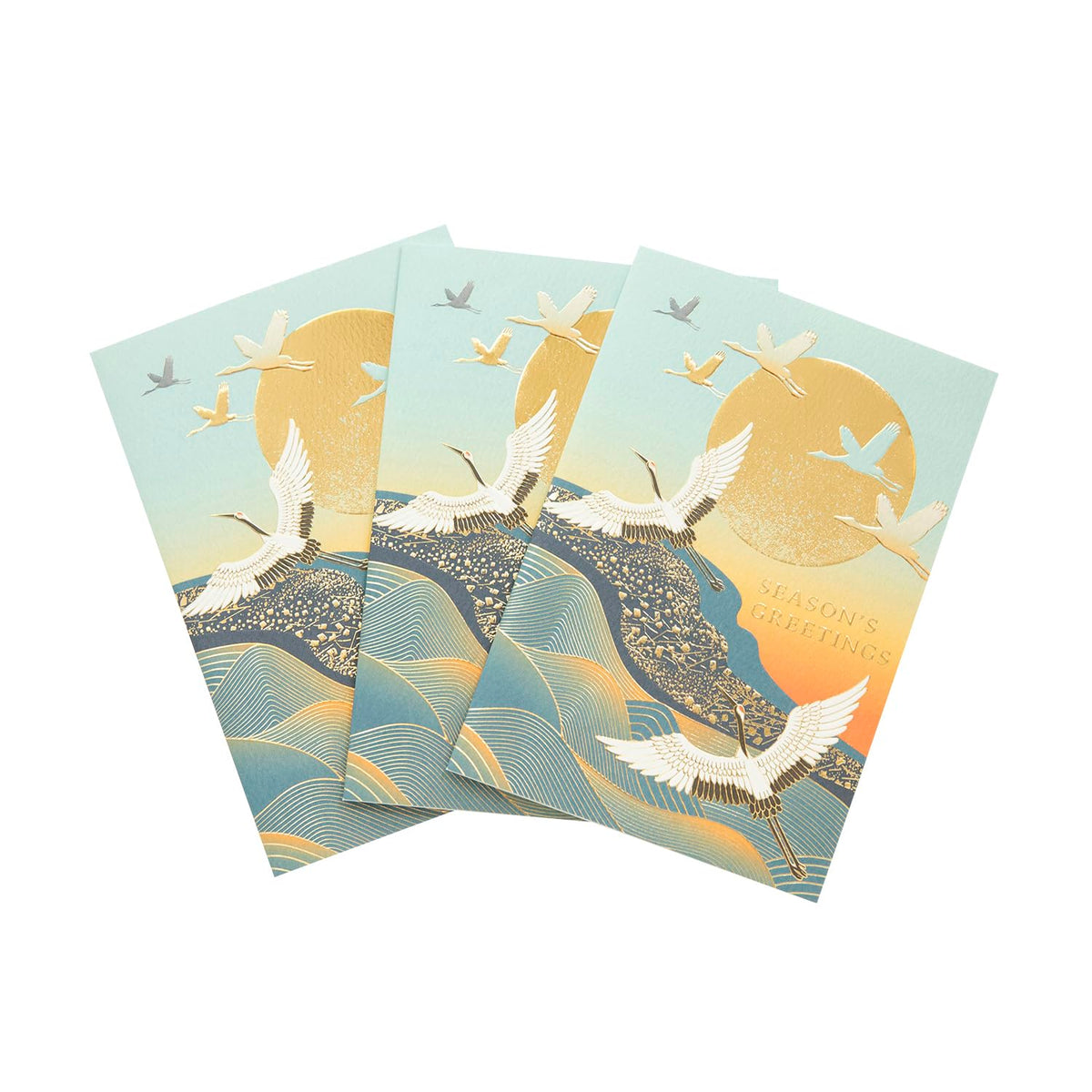 GreetingLife(グリーティングライフ) Greeting Life SN-105-AM Japanese Style Greeting Cards, Set of 3, Christmas, New Year's Holiday, Qinghai and Crane