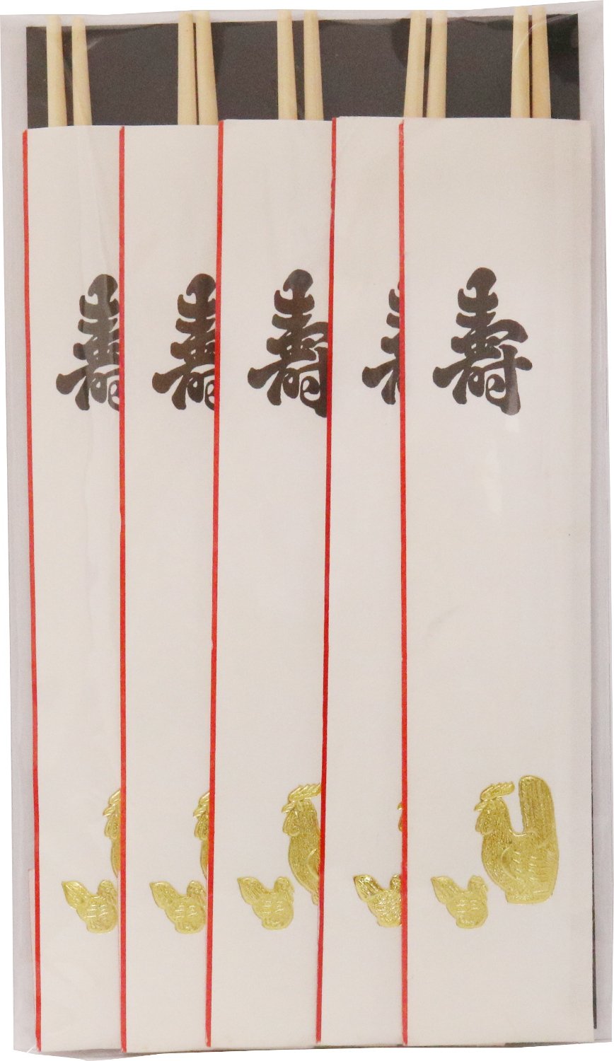 Yoshii Shoji chopsticks set cypress Iwaibashi gilt Chinese zodiac chopsticks Rooster 5 bowlful 24cm YOS-050