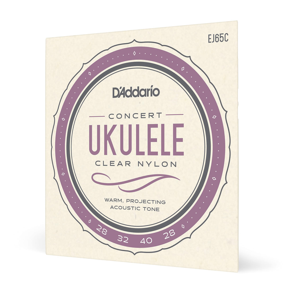 D'Addario Concert Ukulele Strings, Clear Nylon, EJ65C, 4-String Set, Pack of 1