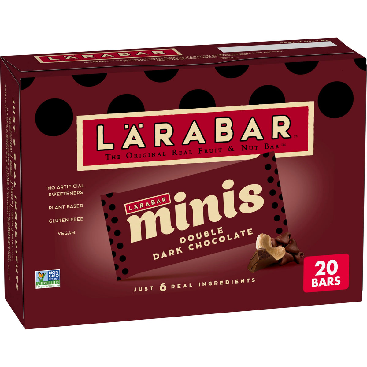 Larabar Minis Double Dark Chocolate Bars, Gluten Free Vegan Fruit and Nut Bars, 20 Bars, 15.6 oz