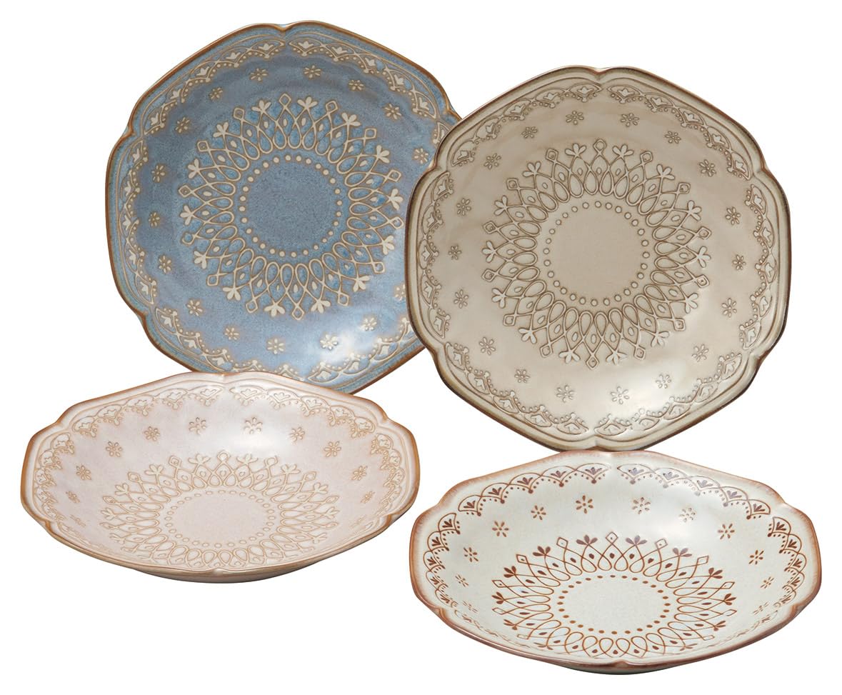 マルサン近藤(Marusankondo) Marusan Kondo 01689 Pasta Plate, Curry Plate, Set of 4, Dinnerware Set, Present, Gift