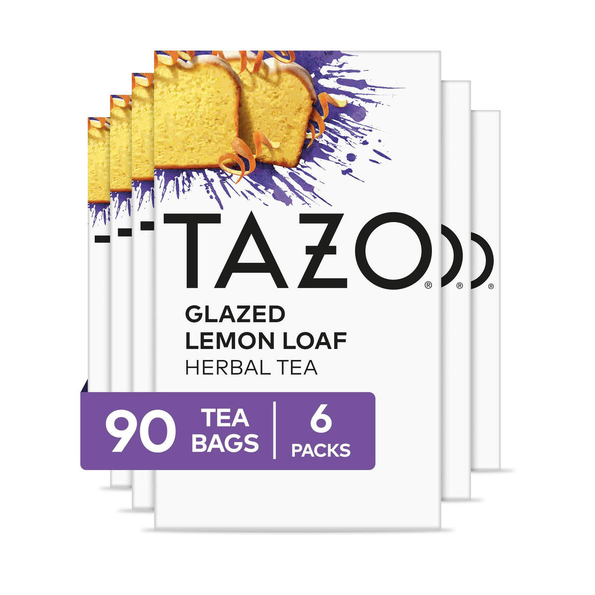 TAZO Dessert Delights Glazed Lemon Loaf Herbal Tea Bags, Aromatic Blend, Caffeine-Free, 90 Total Tea Bags (15ct - Pack of 6)