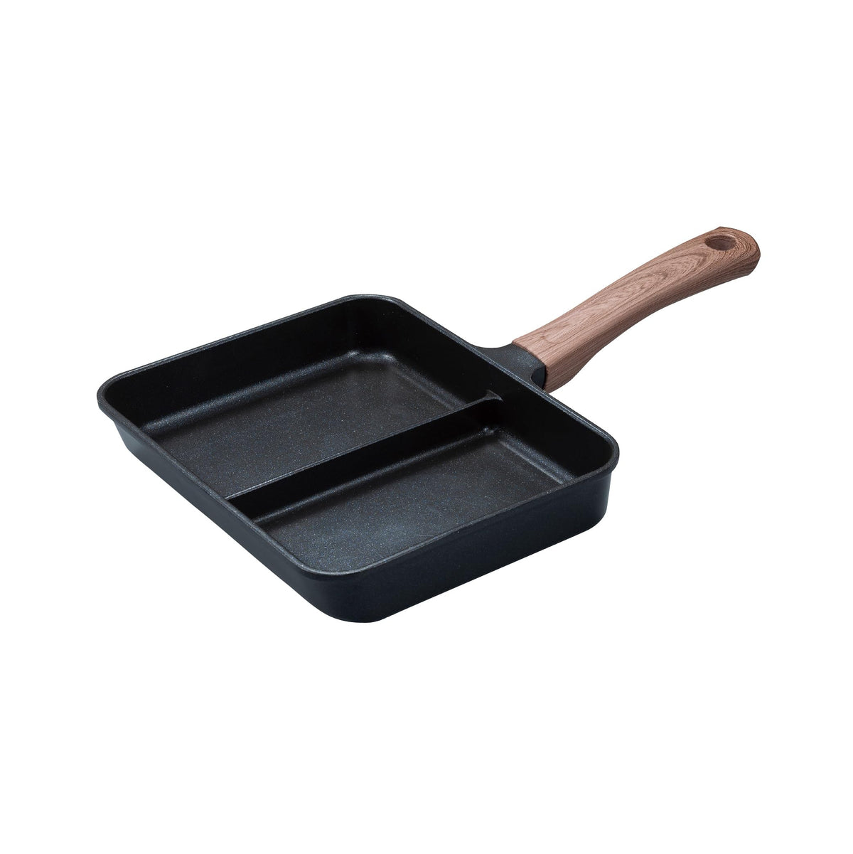CB Japan MC copan Frying Pan, 2 Parts, Simultaneous Cooking, Black Marble, Induction Compatible, Fluorine Resin Coating Film Processing, Wooden Handle