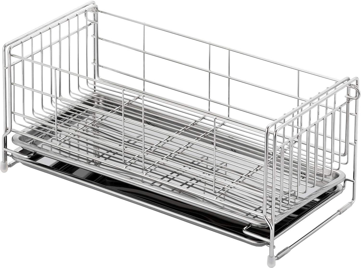 Yoshikawa for Drainer Rack, Silver, Width 15.6 x Depth 7.3-13.6 inches (39.5 x 18.5-34.5 x 16.7 cm)