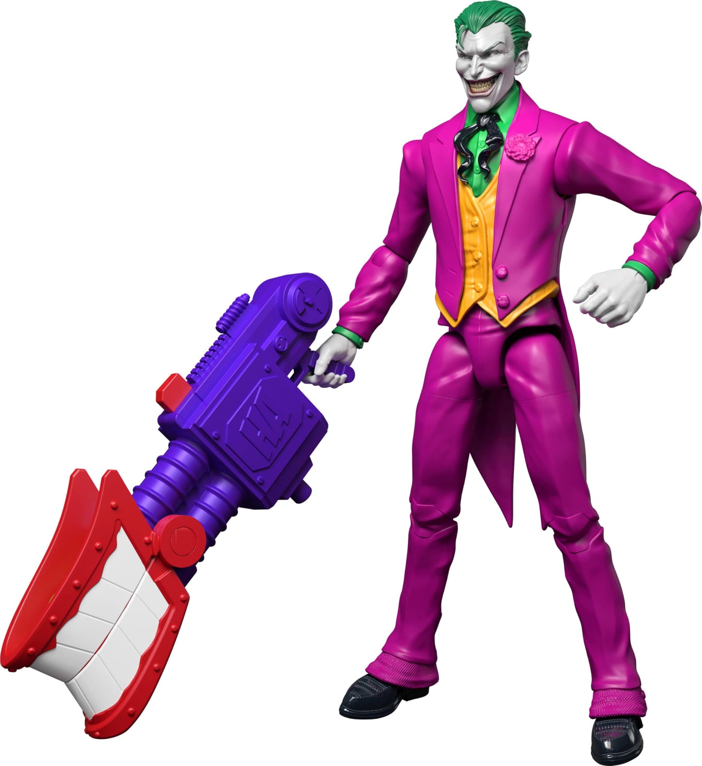 Mattel DC Premier 6.5 Inch Joker Action Figure, Series 1, Super Villain, 22 Articulations & Detailed Design, Chattering Teeth Weapon