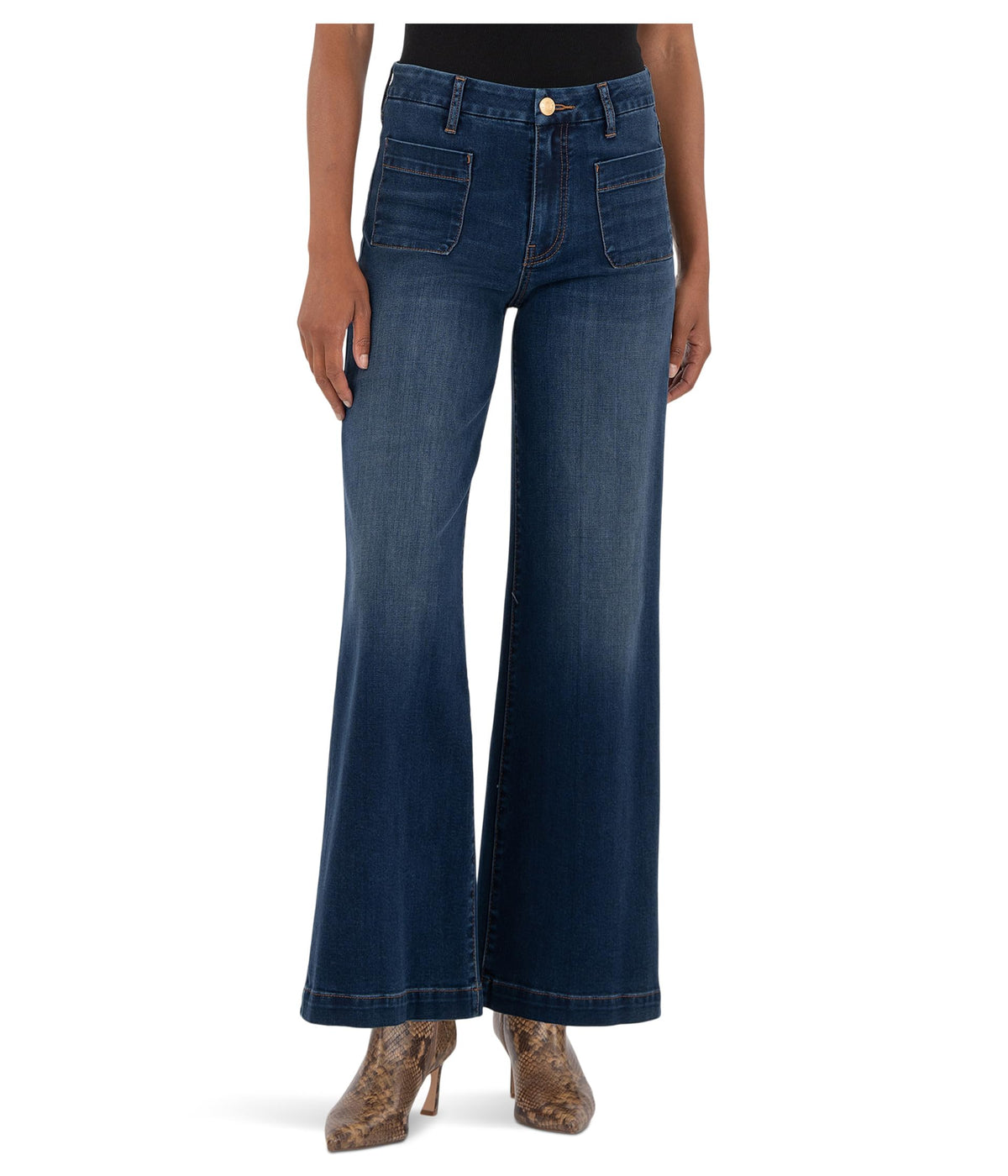 KUT from the Kloth Women's Meg High-Rise Wide Leg with Patch Pockets Reg Hem in Contentment 10 Inseam: 29