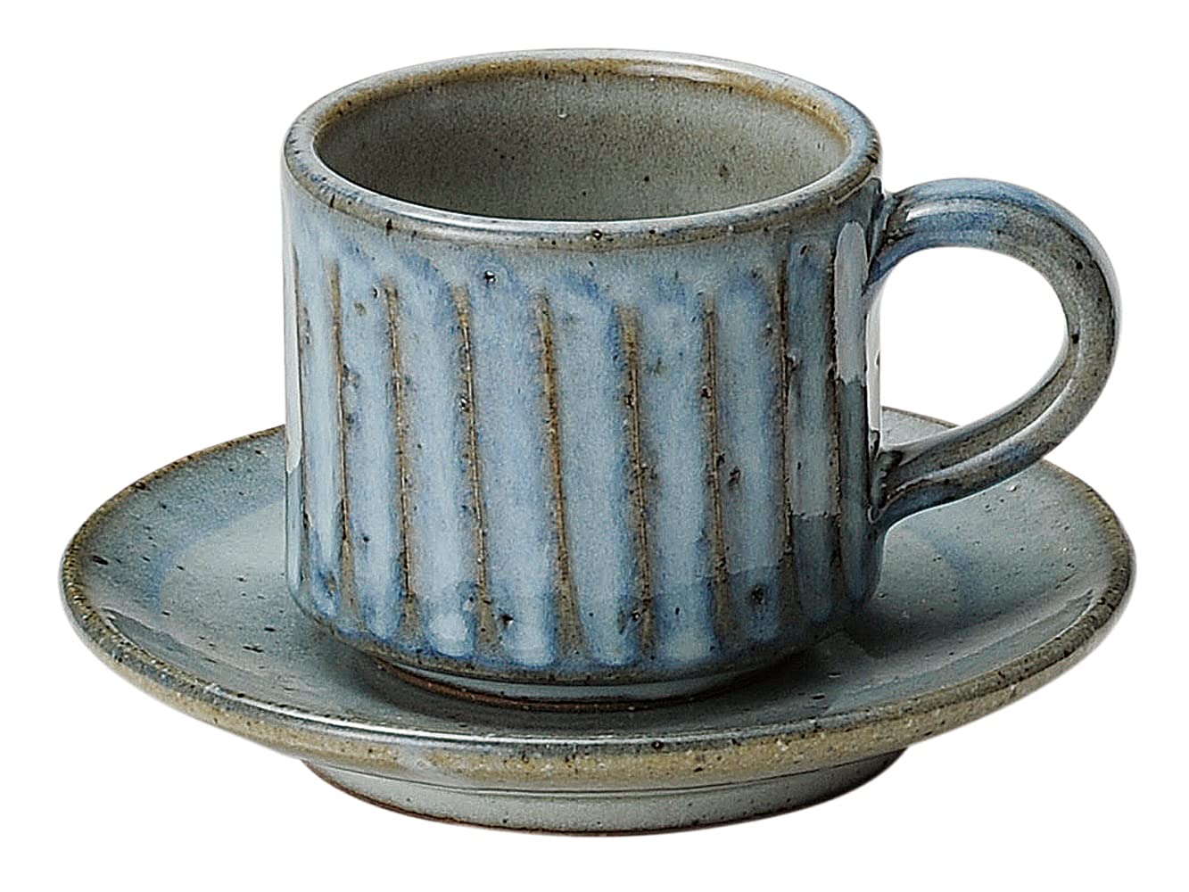 Marui Seitouki MR-3-3282 Shigaraki Ware Hechimon Coffee Cup Saucer Set, Approx. 7.1 fl oz (210 ml), Blue