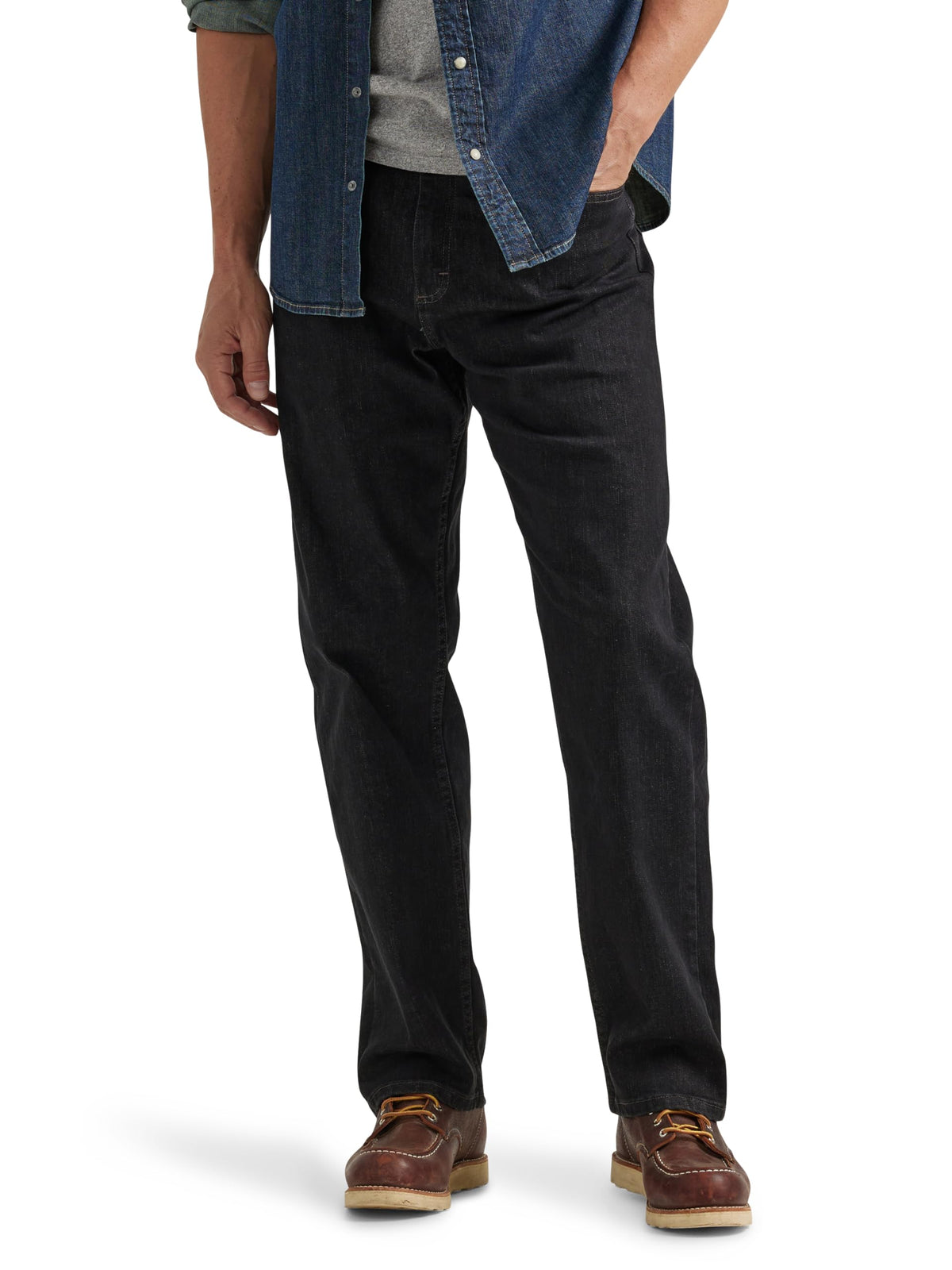 Wrangler Authentics Men's Comfort Flex Waist Relaxed Fit Jean, Dark Denim, 48W x 30L