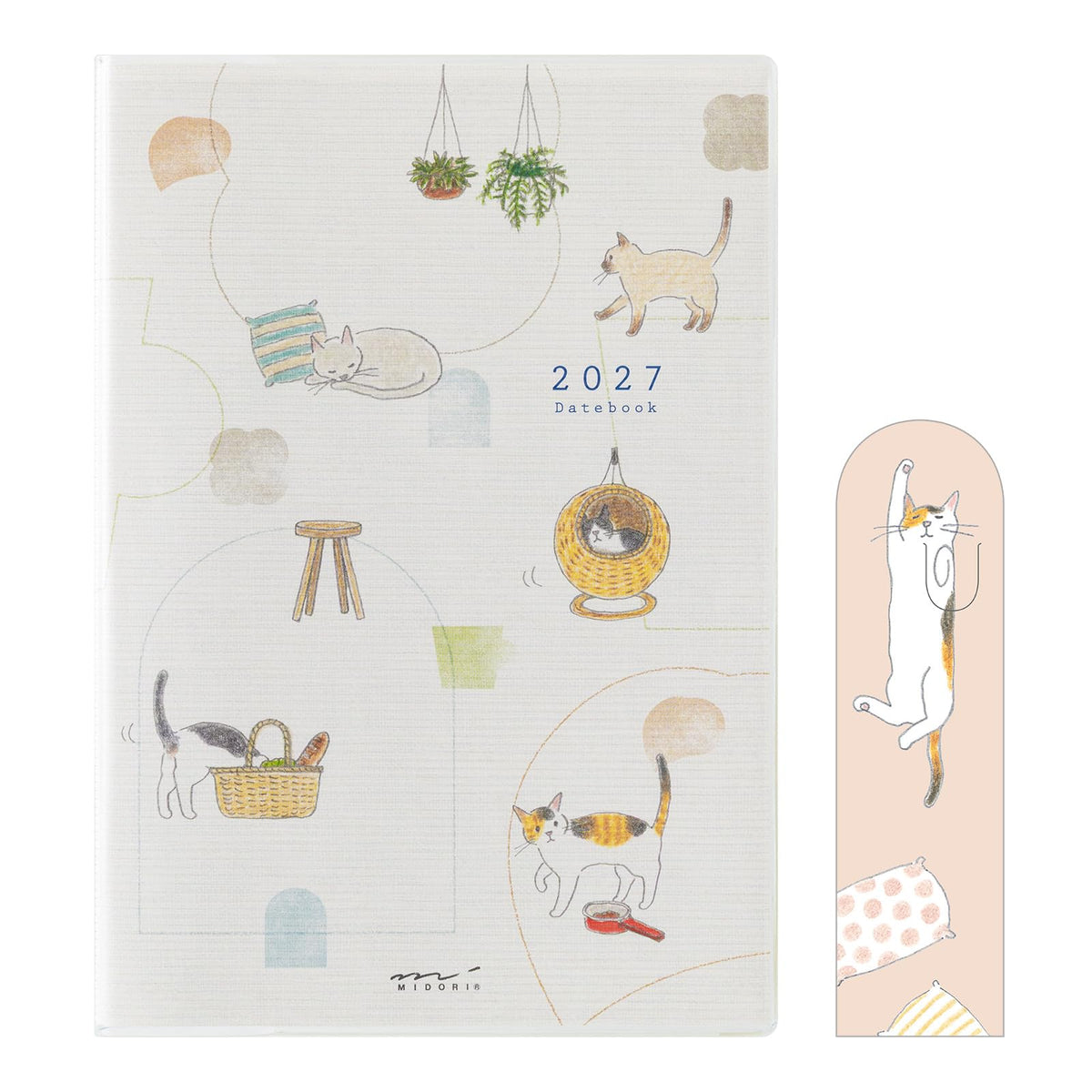 Midori Pocket Diary 2027 B6 Weekly Limited Edition Bookmark with Cat Pattern 22449006 (Starts from January 2027)