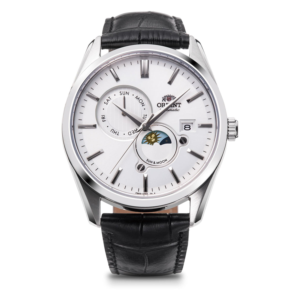Orient Sun & Moon Automatic Watch, Mechanical, Automatic, Contemporary, Men's, White, Silver, Multicolor (Black/White), Watch Sun & Moon, Automatic Winding, Hand Wind