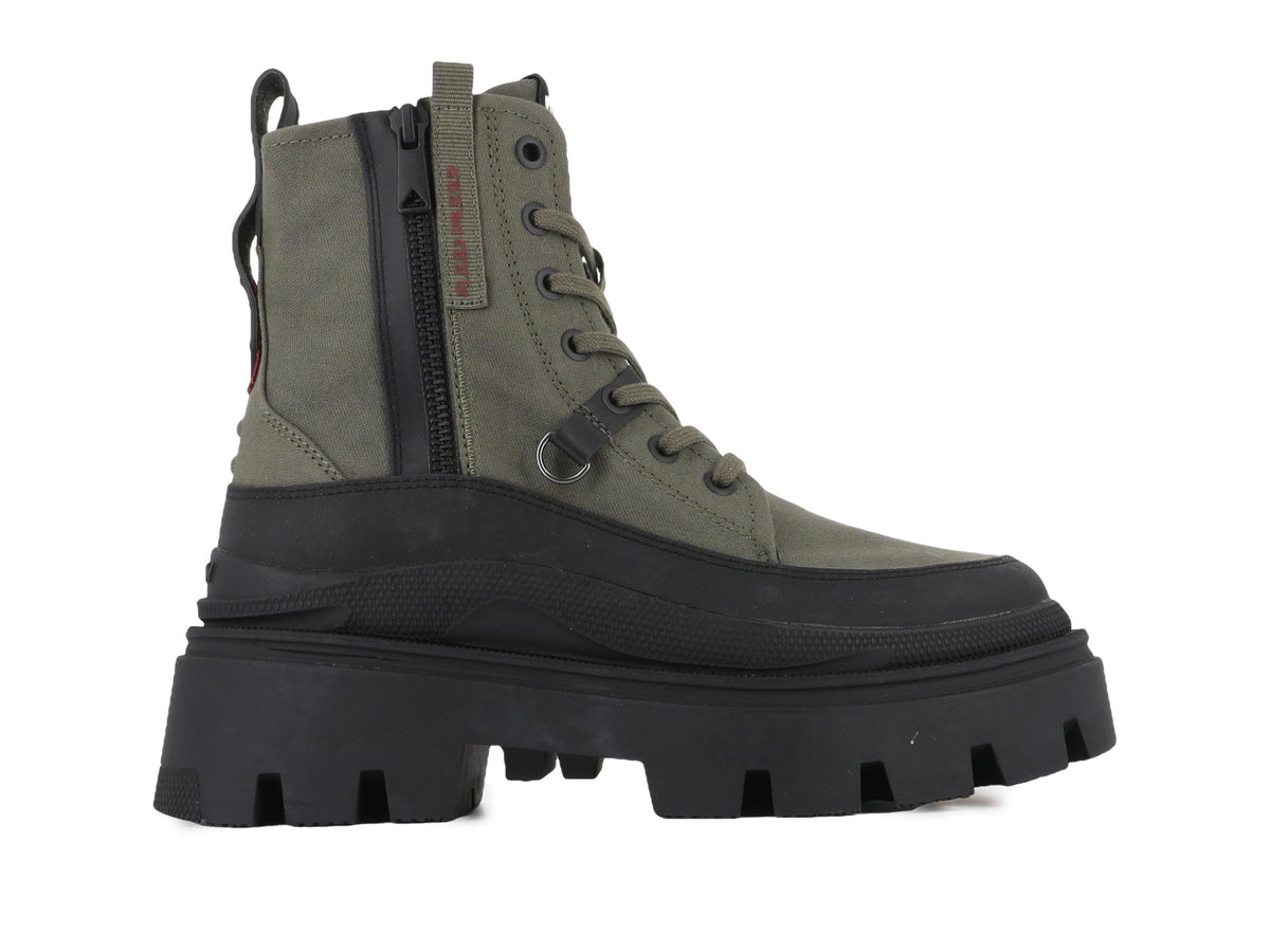 Palladium Women's Pallasquad Zip Tx Ankle Boots, Green, 6.5 US