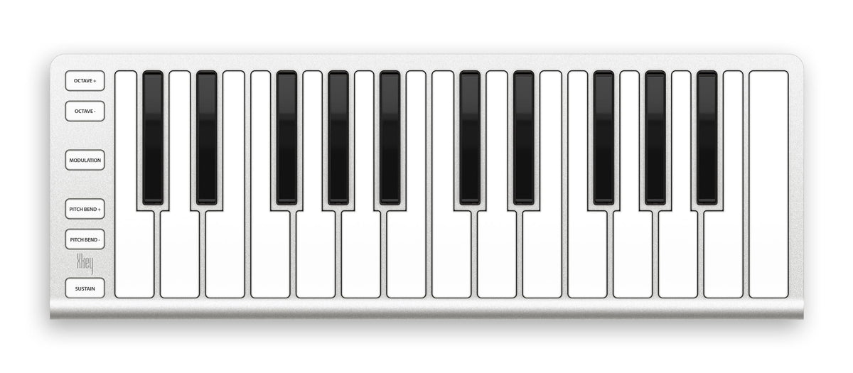 ESI Xkey 25 Ultra-Thin MIDI Controller Keyboard, Apple-Style Aluminum Body, Polyphonic Aftertouch, USB-C Connection, Ultra-Low Latency, 25 Full-Size Smart Velocity-Sensitive Keys, Simple Plug & Play