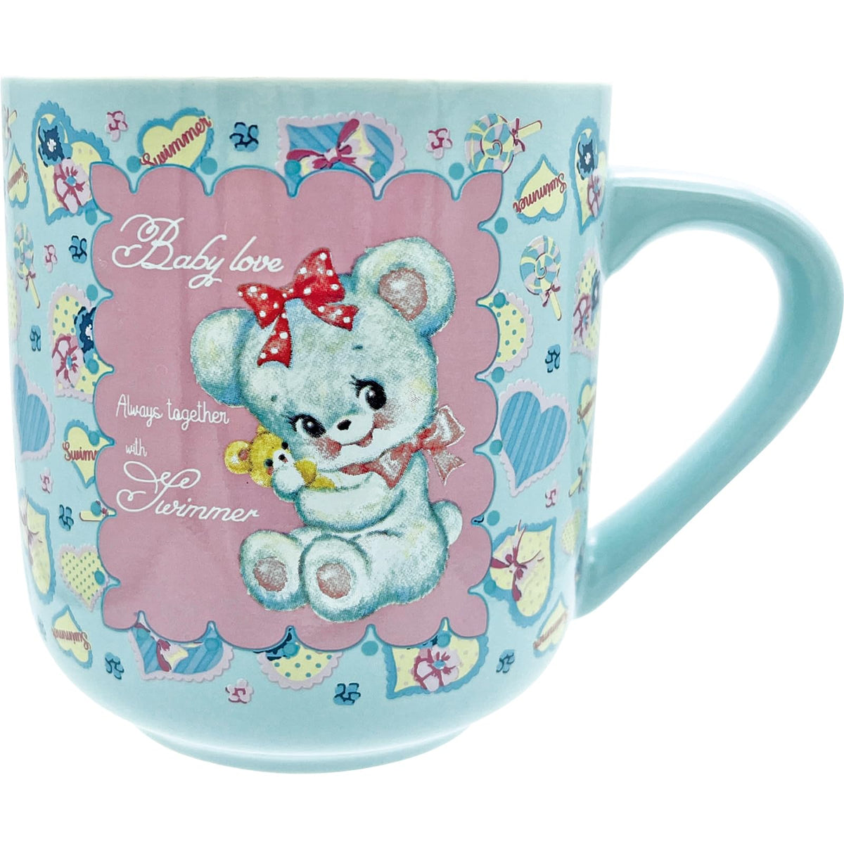 サンアート Swimmer Swimmer SAN4904-1 Huggly Mug, All Pattern, Pencil Art, Goods, Swimmer, Miscellaneous Goods, Tableware, Blue, Approx. 4.3 x 3.5 inches (11 x 9 cm), 10.1 fl oz (300 ml), Made in Japan