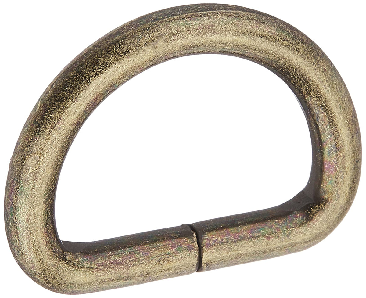 Family Tool 56422 D-Ring (Wire Diameter 0.1 inch (3 mm), Inner Width 0.6 inch (15 mm), Antique Gold, Pack of 20