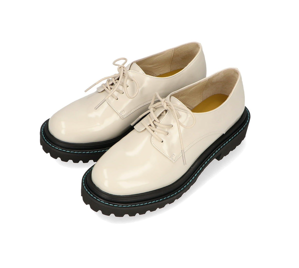 Women's Thick Sole Lace-up Shoes, Easy to Walk, Tank Sole, White (23AW), 23.0 cm