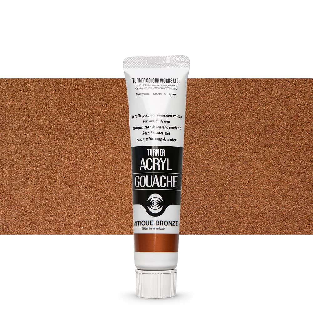 Turner Colour Works Acryl Gouache Artist Acrylic Paint - Single 20 ml Tube - Antique Bronze