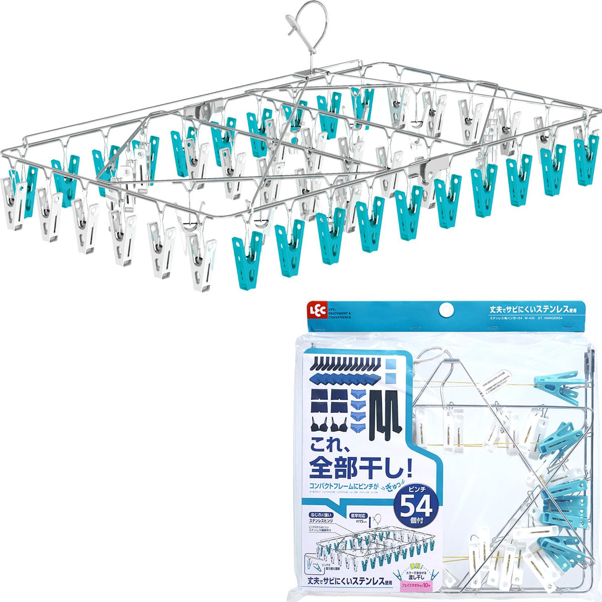 LEC W-430 Stainless Steel Square Hanger, 54 Pinch (Laundry Hanger)