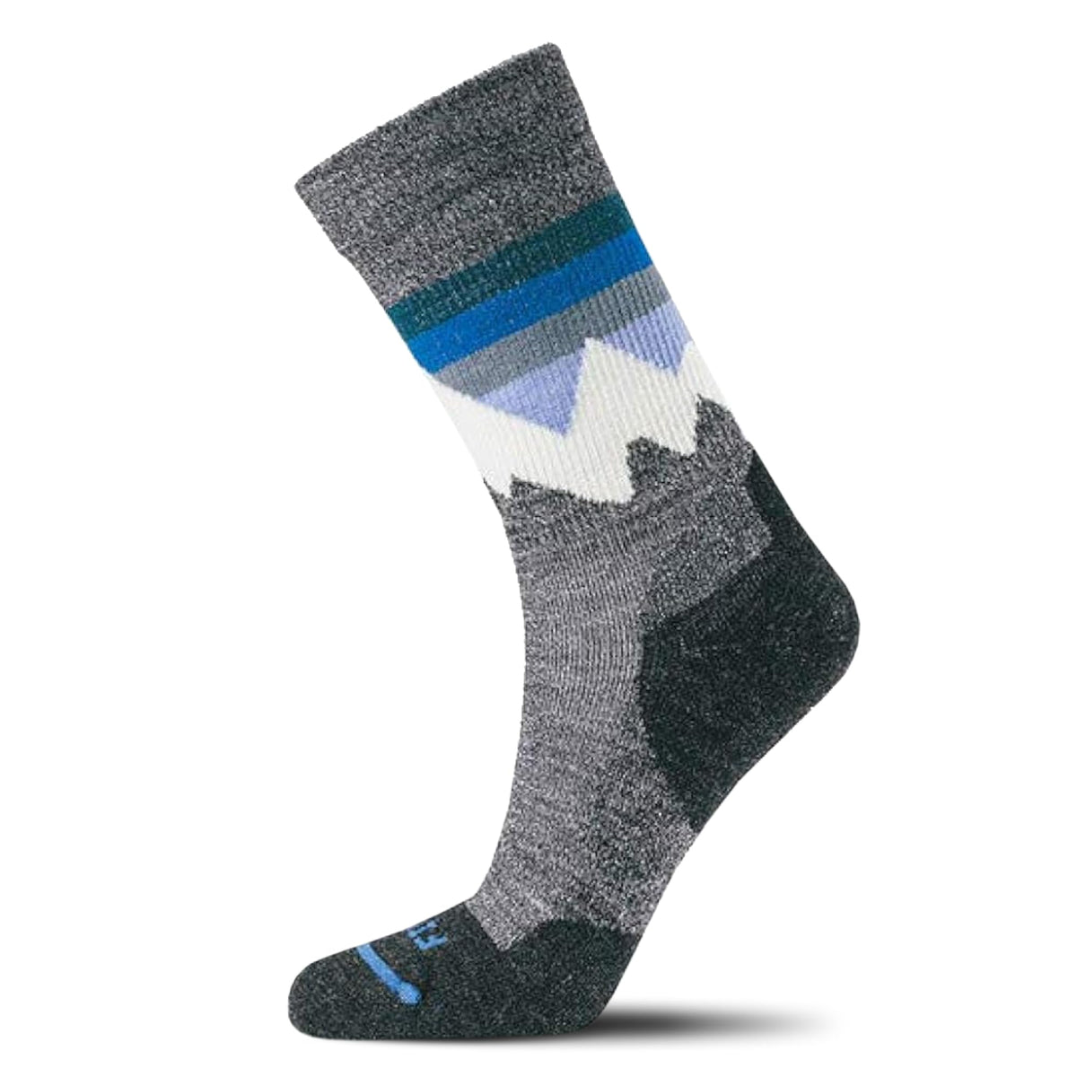 FITS Mountain Top Crew Light Hiker for Men and Women, Made with Merino Wool, Breathable, Odor Resistant, Smart Cushioned Hiking Sock, Coal, Small