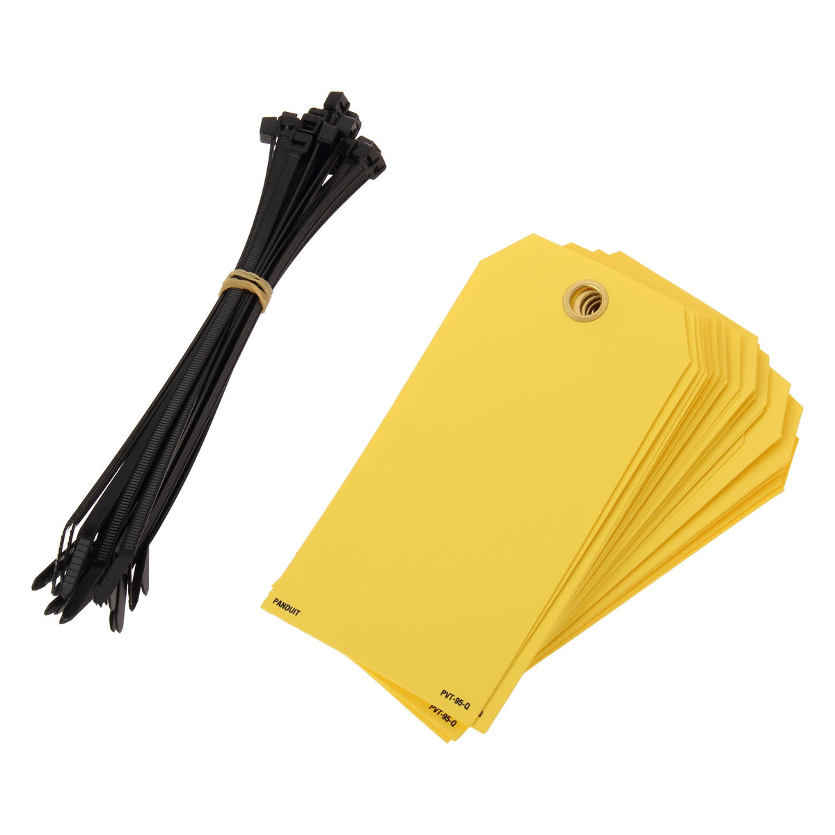 Panduit Safety Tag - 5.75 Length x 3 Width - Rectangular - 25 / Pack - Vinyl - Yellow - TAA Compl