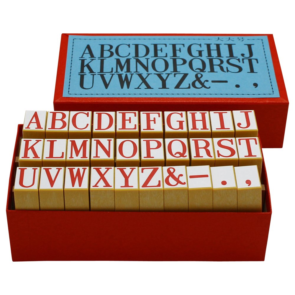 Shachihata TEA-04 Rubber Stamp with Handle, Alphabet Set, Large No. Stamp, 0.7 x 0.5 inches (19 x 12.5 mm)