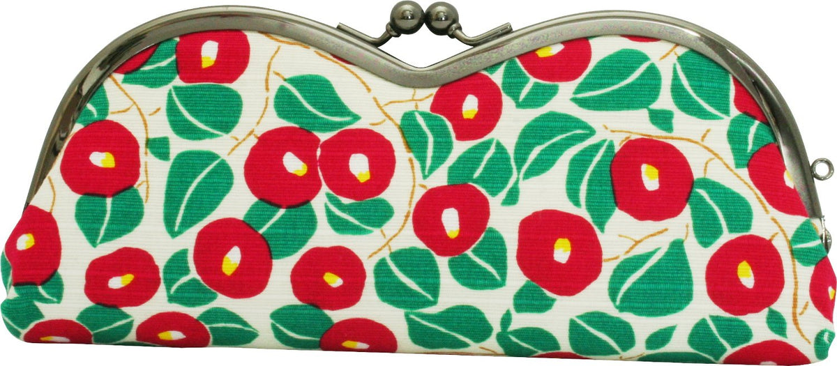 Japanese Pattern Eyeglasses Pouch Case, Camellia